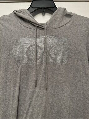 Calvin Klein Heather Gray Hoodie with Metallic Logo dress
